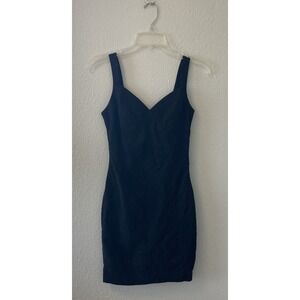 BEBE Womens Bandage Dress Size 0 Black Linen Blend Sleeveless Bodycon Chic Cute